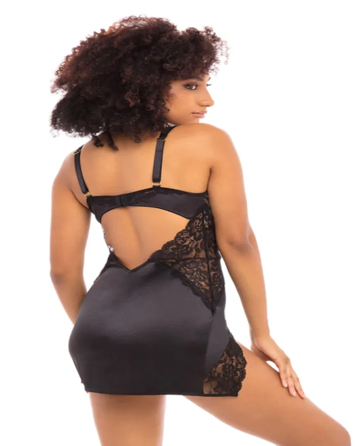 Ohlala Cherie Vibrators Allegra Exposed Satin And Lace Babydoll