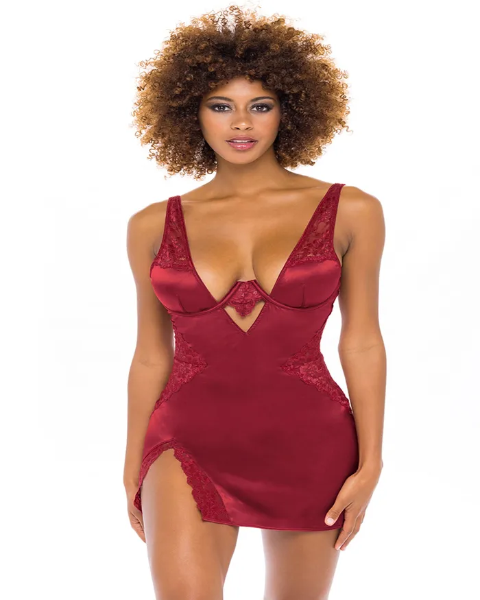 Ohlala Cherie Vibrators Allegra Exposed Satin And Lace Babydoll