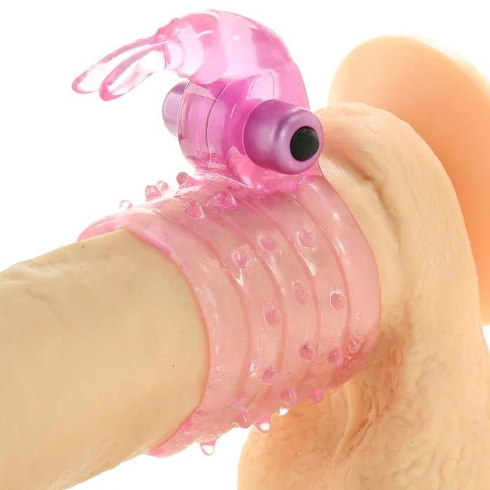 Pink Cherry Vibrators Stretchy Vibrating Bunny Enhancer in Pink