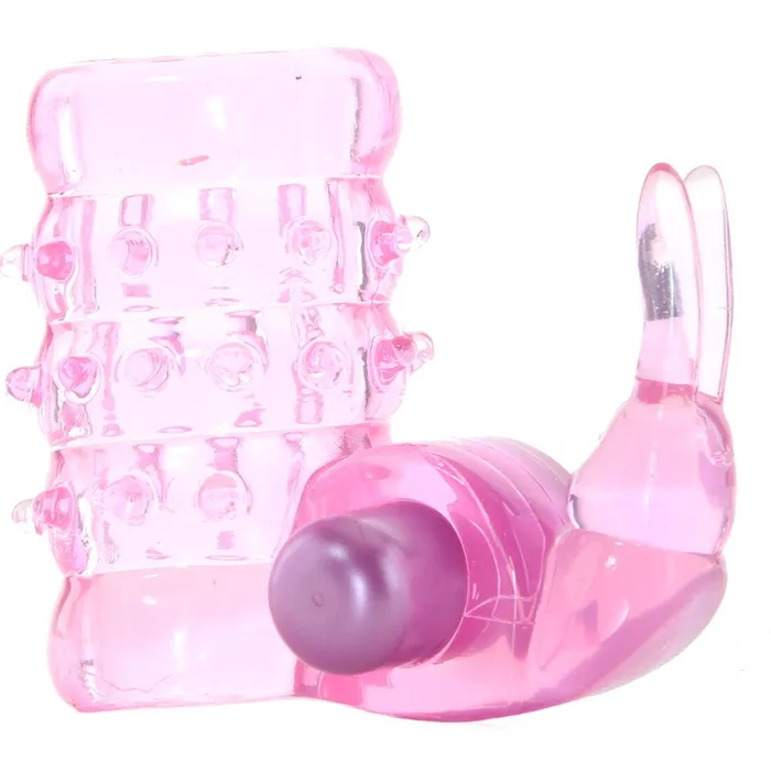 Pink Cherry Vibrators Stretchy Vibrating Bunny Enhancer in Pink