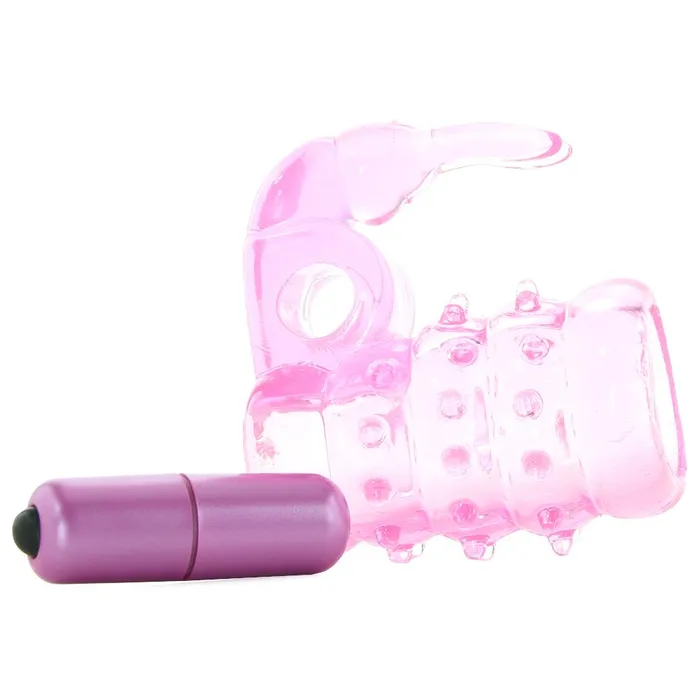 Pink Cherry Vibrators Stretchy Vibrating Bunny Enhancer in Pink