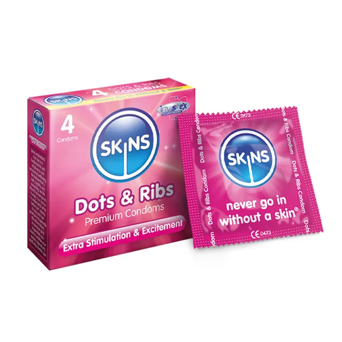 Skins Condoms Dots Ribs 4 Pack Skins Enhancers