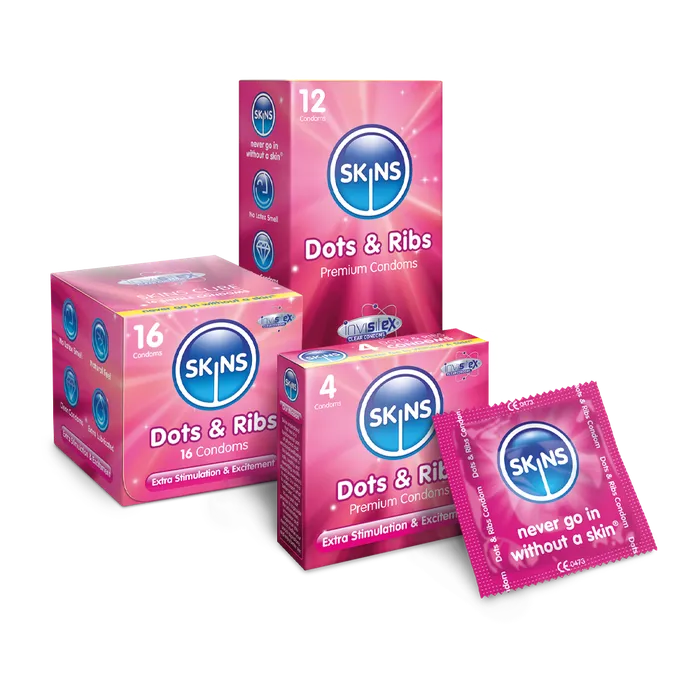 Skins Condoms Dots Ribs 4 Pack Skins Enhancers