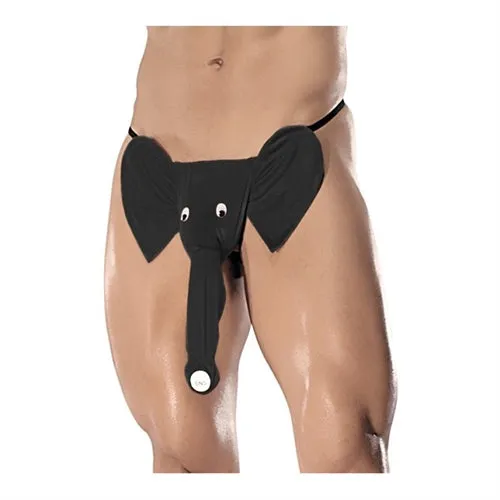 Squeaker Elephant GString One Size Black Male Power Bodystockings Playsuits