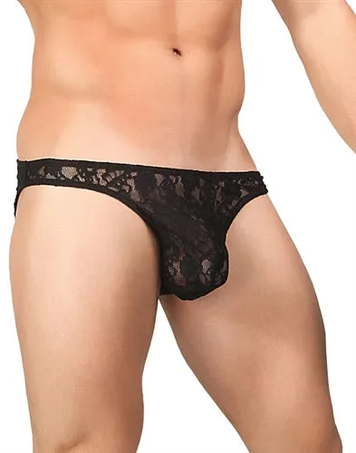 Stretch Lace Wonder Bikini Medium Black Male Power Anal