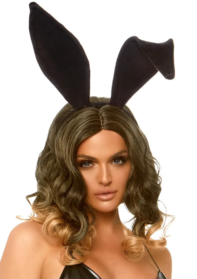Vibrators Bendable Velvet Bunny Rabbit Ears Black Leg Avenue