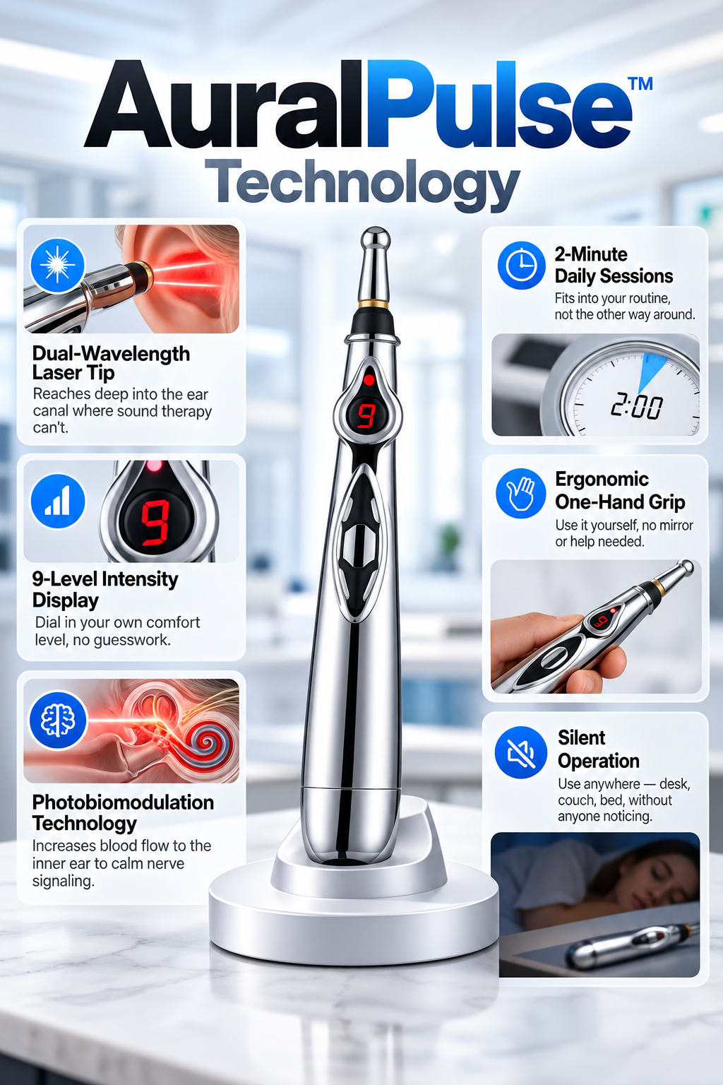 AuralPulse Tinnitus Device | Stop Ringing Ears in Seconds